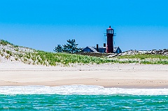Monomoy Lighthouse Tower Behind Beach on Cape Cod
